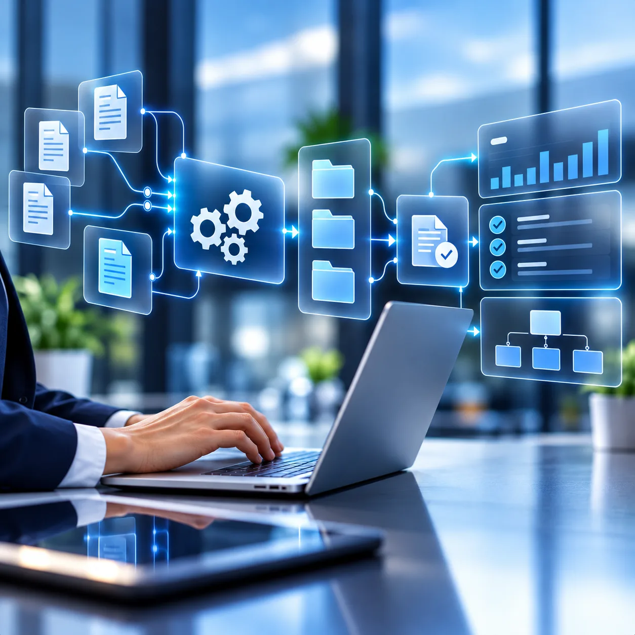 Coordinated business processes in a document management workflow